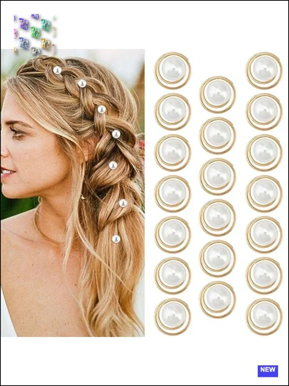 20 Pearl Spiral Hair Clips, Vintage Wedding Braided Hair Pins, Gold Alloy Claws